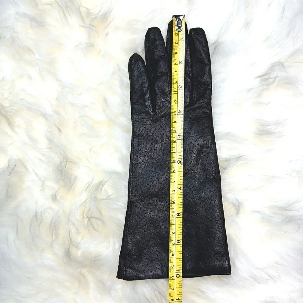 Vintage Brown Leather Gloves Knit Lining Made in Italy Size 6 1/2